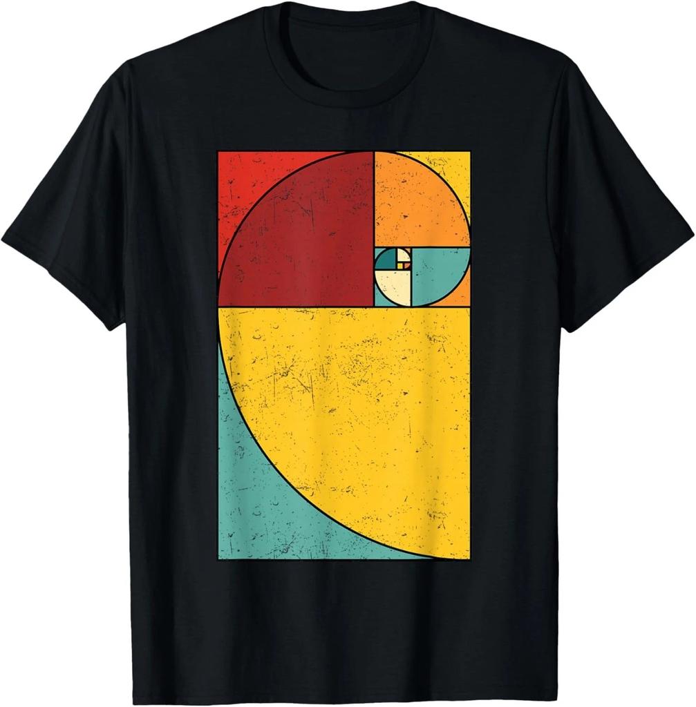 Fibonacci Spiral Geometry Art 100% Cotton T-shirt Mens Tees Top
