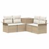 Sofa Set 5 Pieces Beige and Cream White Poly Rattan and Steel