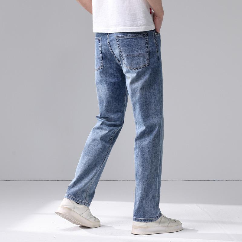Spring and Summer New Men's Loose Small Straight Light Business Jeans Trousers Men