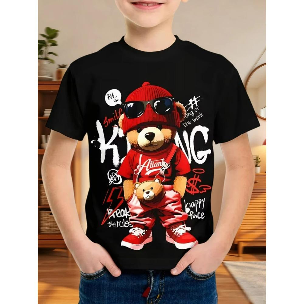 Kids Clothing Clothes for Boy Short Sleeve Tees Top Kids Clothes Animal 3D Print Fashion O-Neck Summer Girl Clothes