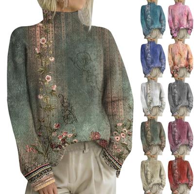 Γυναικείο Μόδα Casual Μακρυμάνικο Ρετρό Πλεκτό Τοπ Ζιβάγκο με Πρί