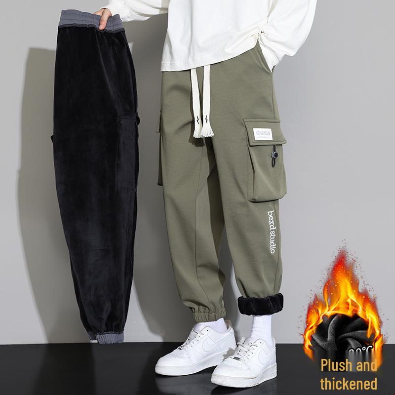 Men's 2023 Autumn Loose Fit Cargo Sweatpants with Cuffs and Multi-Pockets