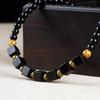 GEMCHIC Women's New Chinese Style Black Agate Cube Bead Necklace Vintage Ethnic Short Choker Jewelry