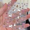 3D Bowknot Cat & Shiba Inu Dog Nail Stickers - Cute Flower & Heart DIY Decals