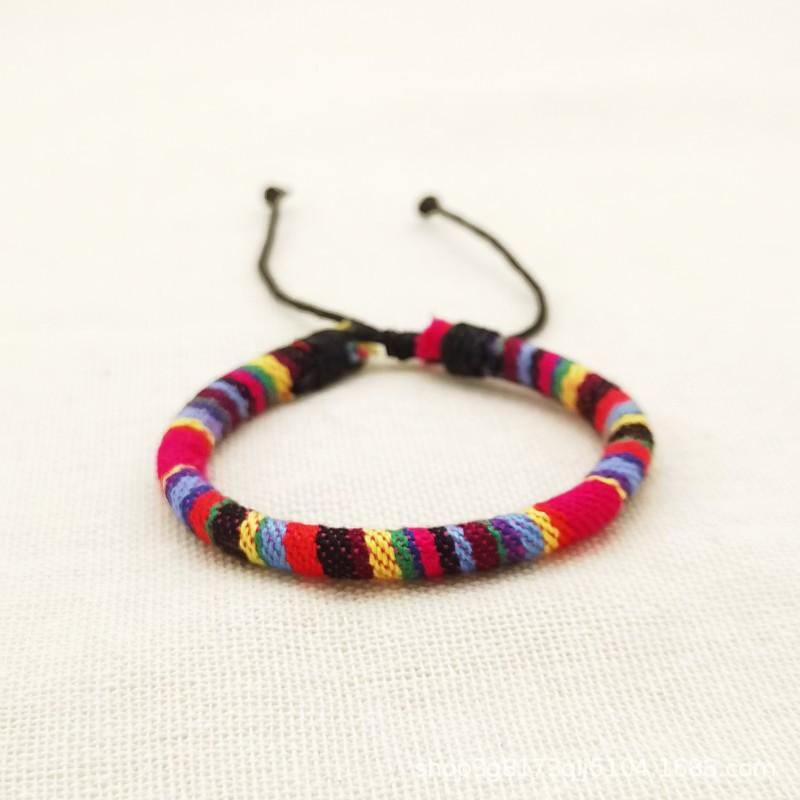 Colorful Bohemian Ethnic Hand-Woven Bracelet: Versatile Surfer Style for Teenagers