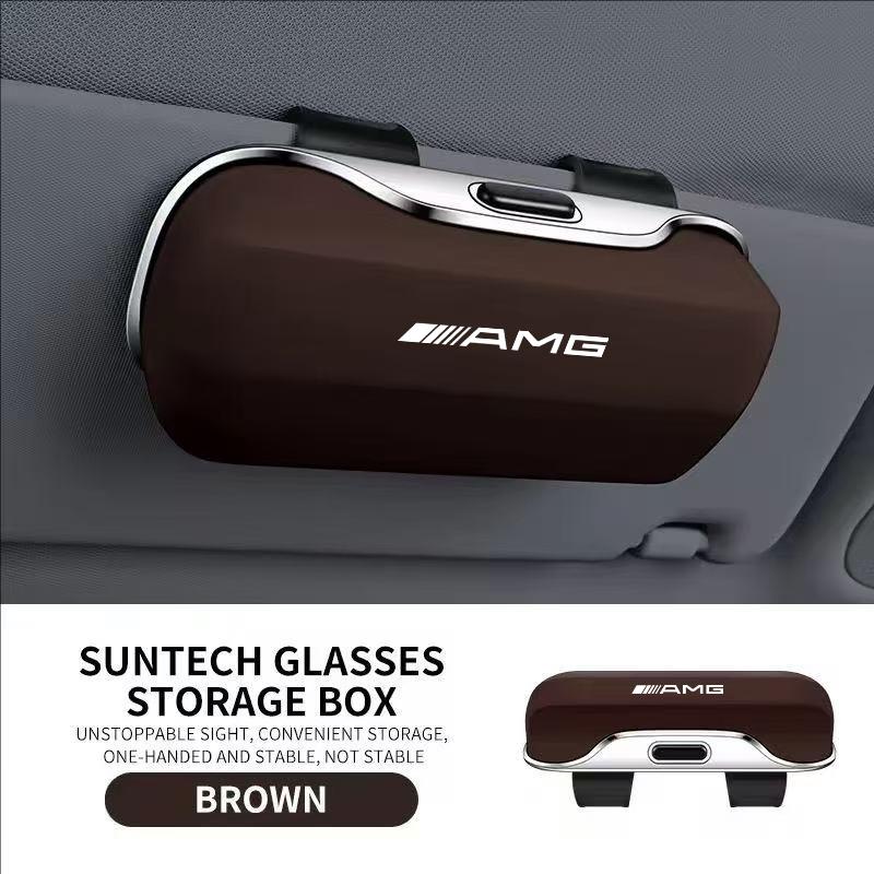 Car Eyewear Case Box Sunglasses Holder Sun Visor Storage Protective Frame Box Glasses Clip Portable For Mercedes Benz AMG Glc GL