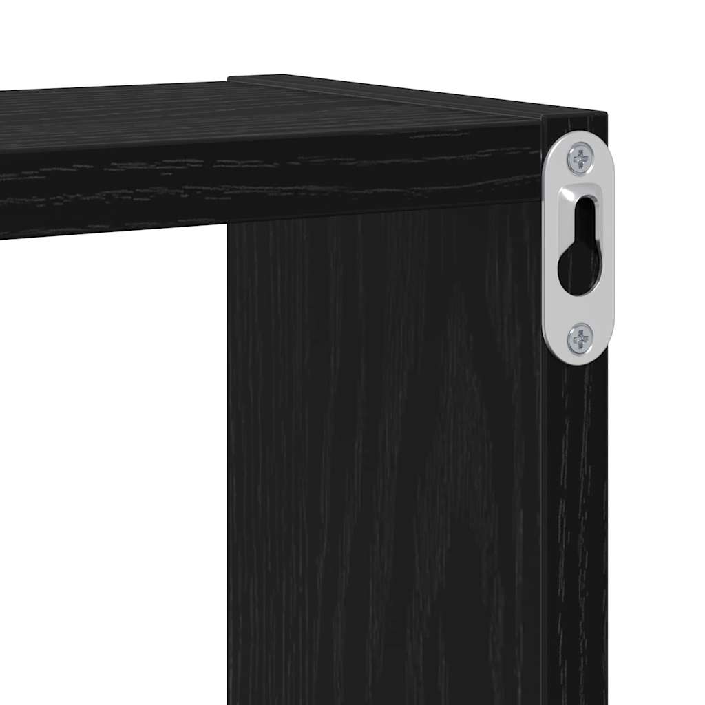 Wall Mounted Shelf Black Oak Effect 96 x 12 x 64 cm