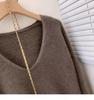 Luxurious V-neck Korean Style Loose Wool Sweater - 100% Pure Soft Knit for Autumn/Winter