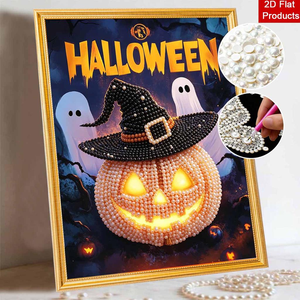 Halloween pearl painting handmade diy art pumpkin pearl home decoration painting
