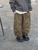 Korean-Style Boys' Fleece-Lined Cargo Pants, Washed and Faded, for Autumn/Winter 2025 - Medium and Big Children's Casual Wear