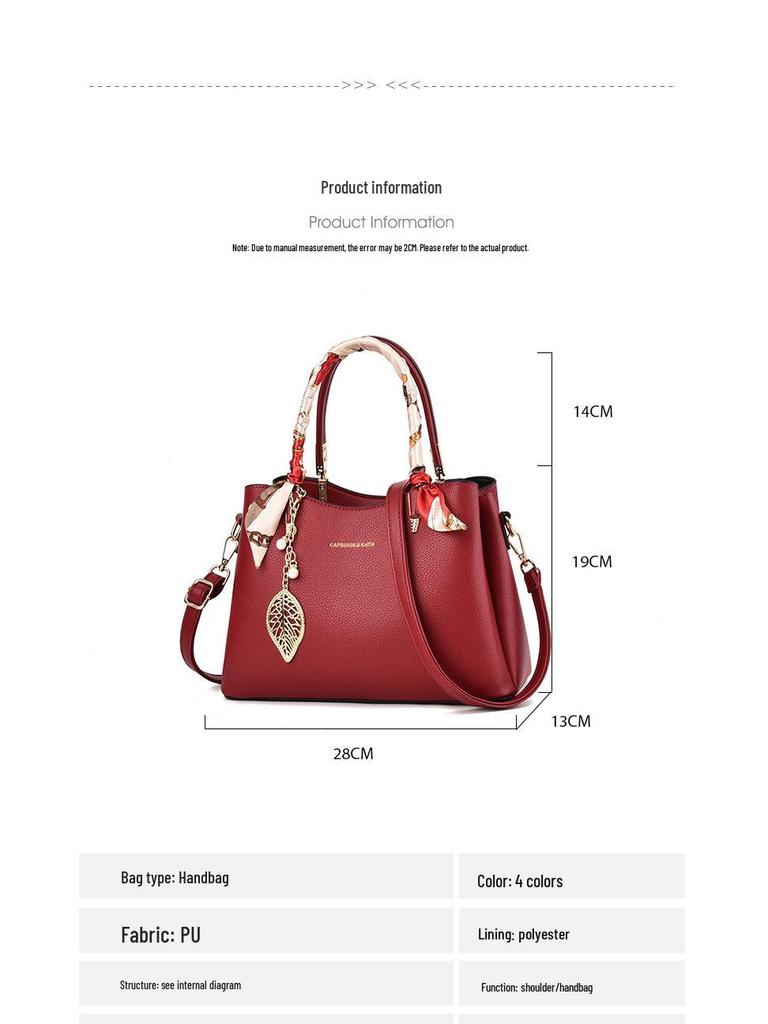 2025 Fashionable Red Women's Bridal Handbag - Large Capacity Single Shoulder Crossbody Bag