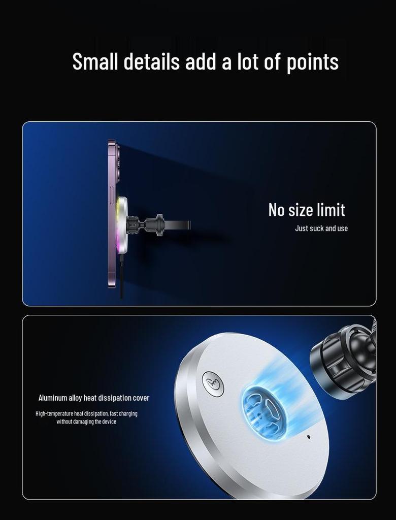 15W Fast Wireless Car Charger with RGB Atmosphere Lighting