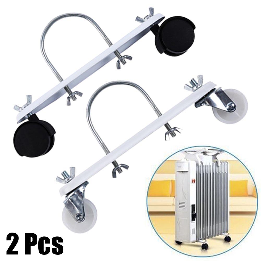 2 Pieces Mobile Pulley Bracket for Electric Heaters with Carbon Steel Construction and 360 Degree Rotating Casters