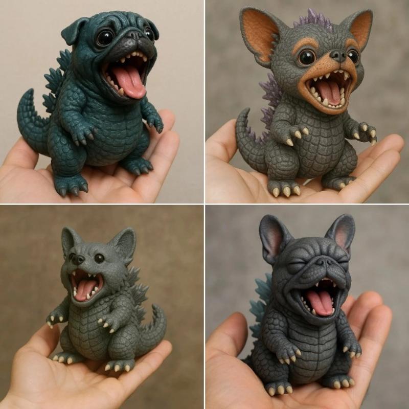 Creative Monster Dog Figurine: Handmade Corgi/Chihuahua Resin Statue, Novelty Decoration For Pet Lovers' Desk