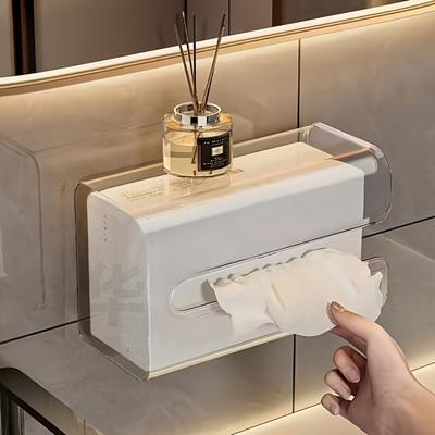 Clear Plastic Tissue Holder | Bathroom, Kitchen, Office, Living Room Storage | Modern Organizer with Open Design | Durable Material