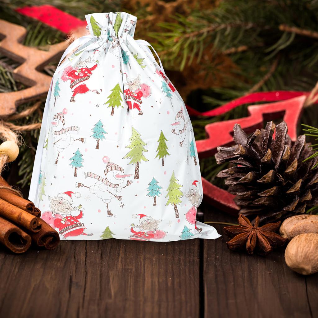 10pcs Christmas Gift Bags C Y Storage Treat Pouches Drawstring Party Favor Festival Present Containers Safe Materials Easy