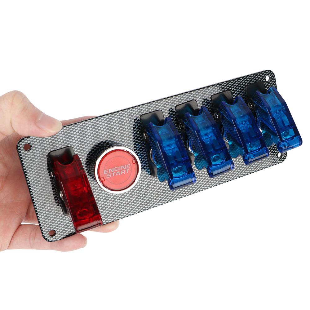 12V Rocker Switch Panel Light Toggle Racing Car Starter Ignition Start Stop Push Button LED Indicator ATV Vehicles Accessories Relays 5