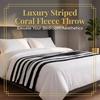 Striped Coral Fleece Blanket Office Nap Dorm Bed Sofa Fall Lightweight Cozy Throw