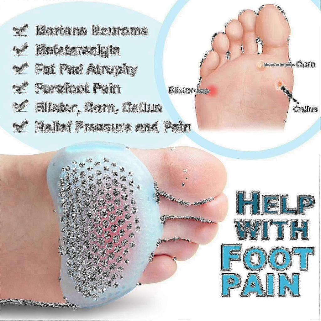 2024 New Metatarsal Pads For Womend Men, 4pairs Ball Of Foot Cushions For Metatarsalgia Neuroma Mortons Neuroma Pads Atrophy Fast