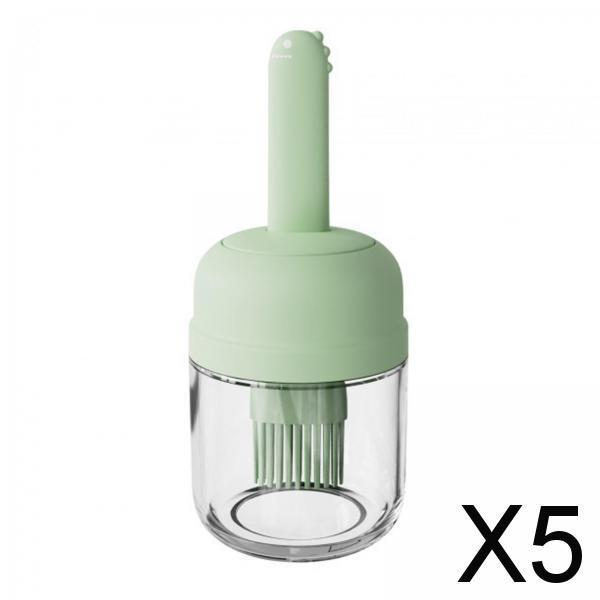 2 x Olivenölflasche mit Silikonpinsel, Ölglas aus Glas, hitzebeständig, Grillpinsel für Küche, Salat, Grill, Haushalt, Gebäck