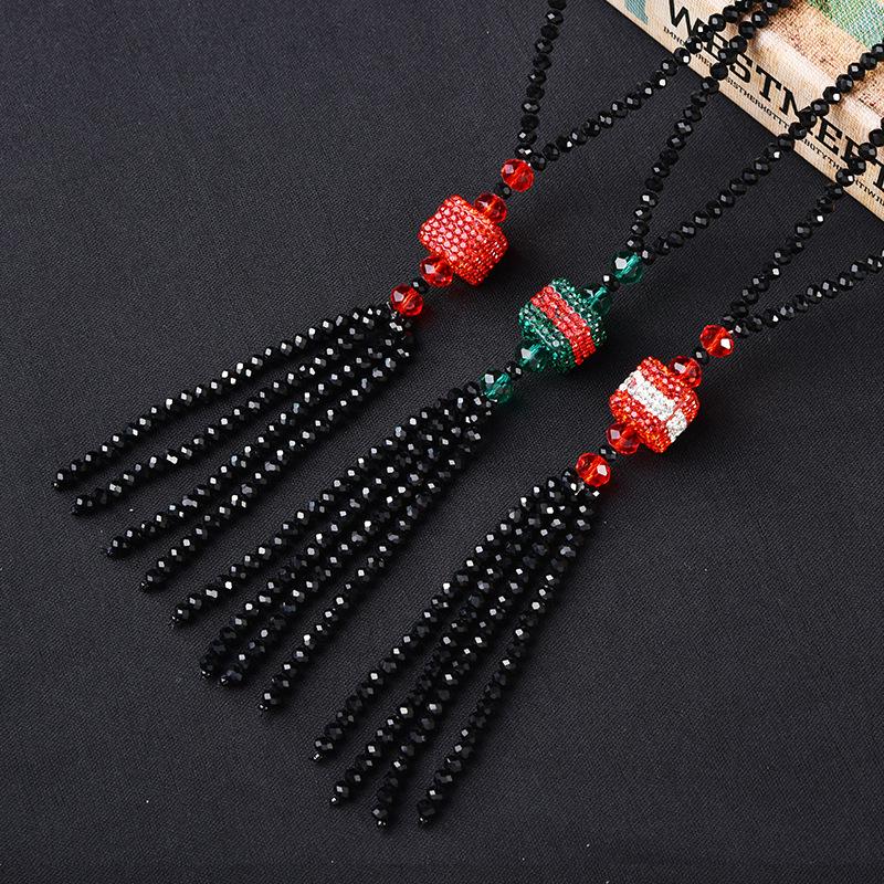 Crystal Sweater Chain Long Versatile Simple Fashion High-End Clothing Accessories Necklace Female Same Style