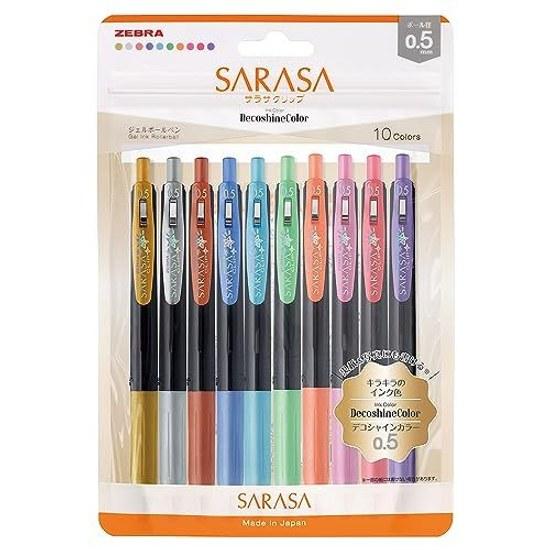 Zebra Gel Ballpoint Pen Sarasa Clip 0.5mm Deco Shine 10 Color Set N JJ15-10C-SH-N
