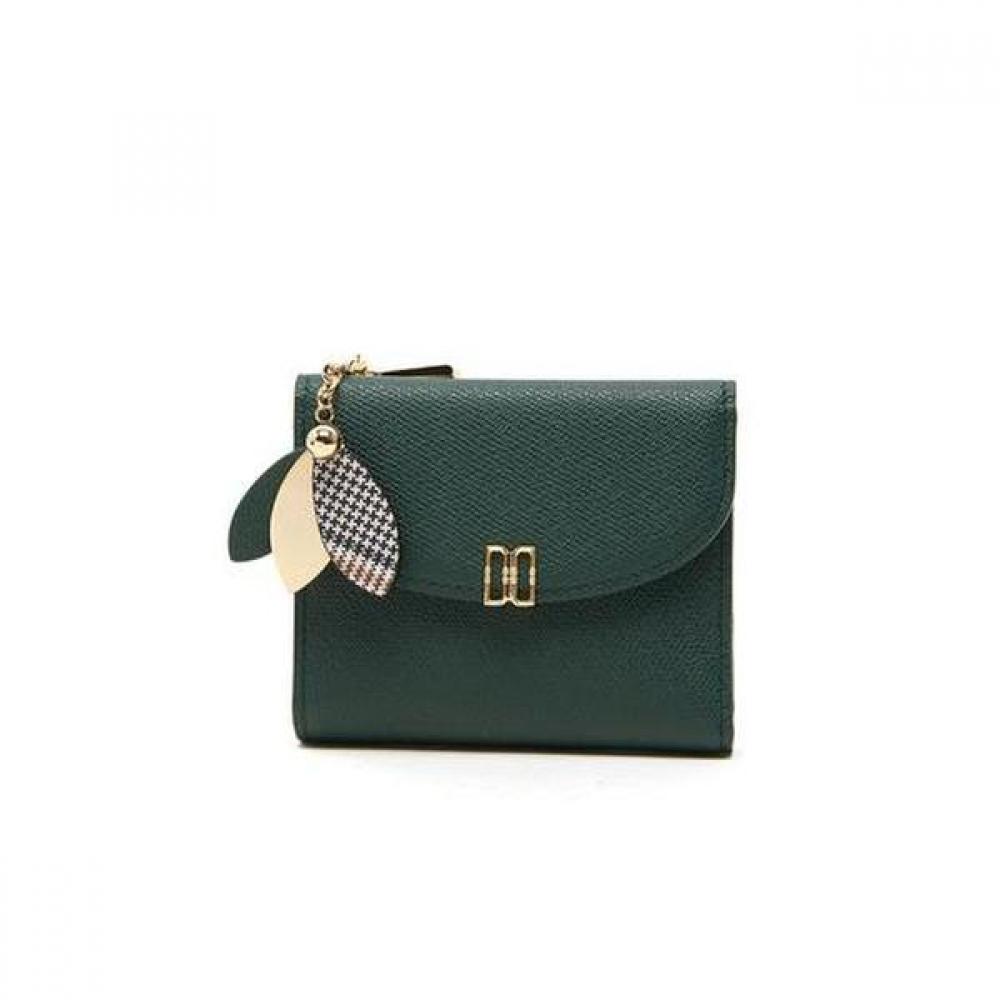 Daks Green Leather Check Flower Design Wallet Dcwa4e307e2
