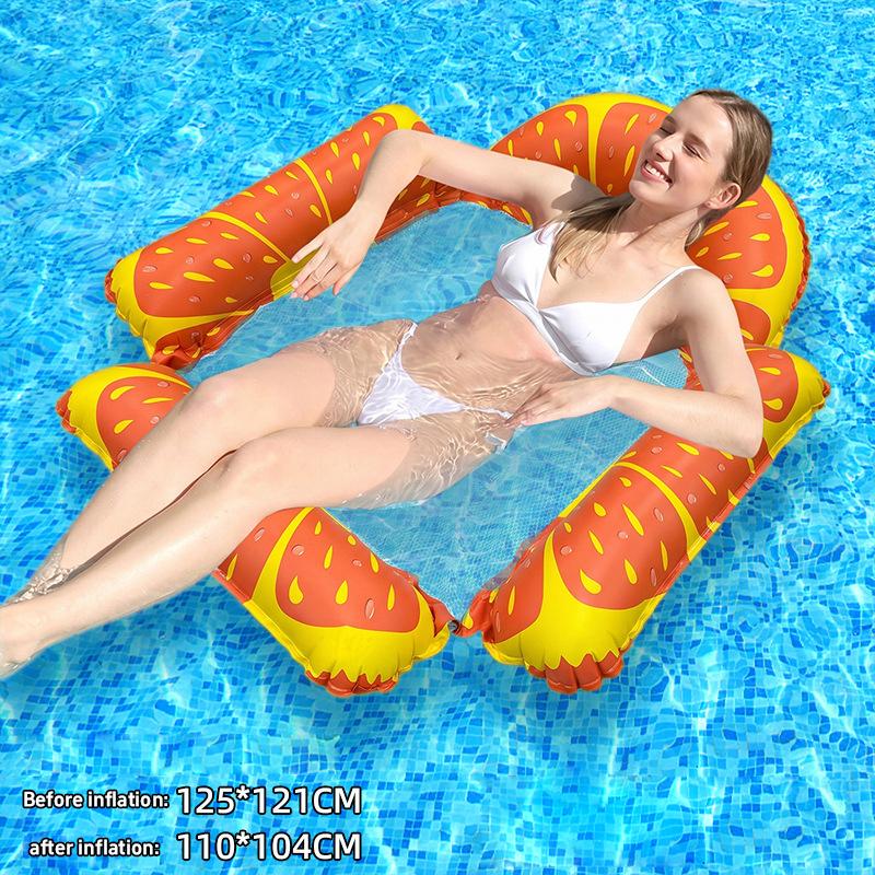 Foldable Fruit Print Floating Water Hammock Lounger Inflatable Pool Float Bed Chair for Summer Home Swimming Pool Lake Beach