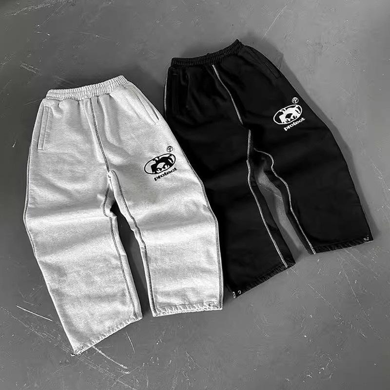 Evropská a americká jarní a letní móda, ležérní kalhoty s rovnými nohavicemi a potiskem písmen