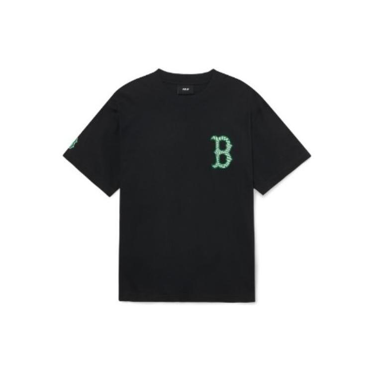 New MLB Set In Sleeve T Shirt Unisex Black 3ATSO0233-43BKS