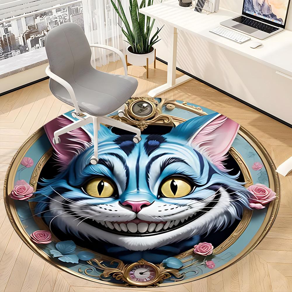 1pc Cat Wonderland Office Round Area Rug, Indoor Mat Suitable For Office, Under Office Chairs Bedroom Living Room Home Decor, Room Deco, 106