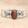 Tiger's Eye Gemstone Antique Silver Jewelry Cuff Bracelets 7''Adjustable