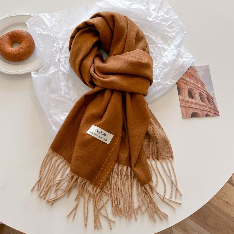 Winter atmosphere coat wear gentle taro purple soft waxy high-end scarf shawl women's double-sided two-color