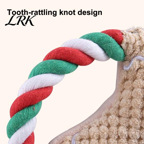 Festive Dog Chew Toys Christmas Plush Toy, Squeaky Toy with Cotton Rope, Bite Resistant Santa Claus Holiday for Small Medium Dogs, Interactive