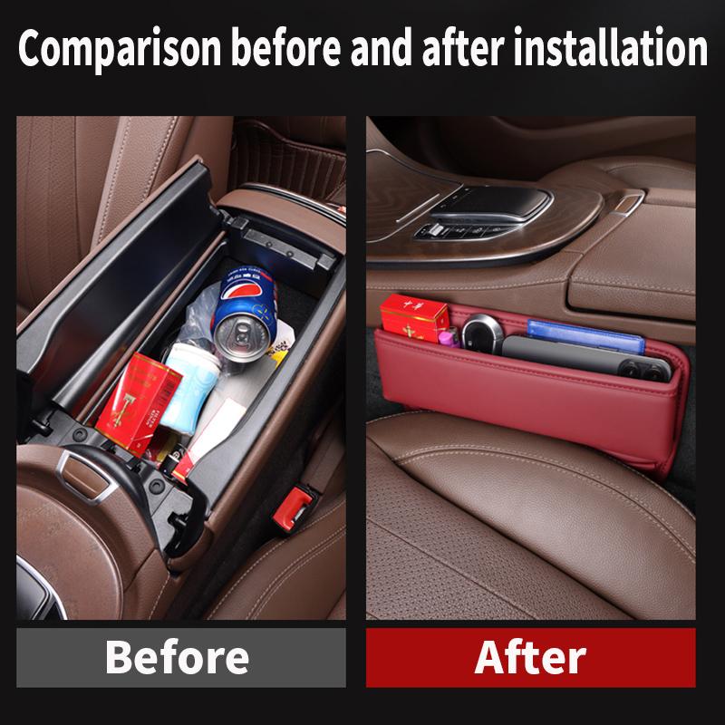 1PC Caixa organizadora de couro para carro, assento de carro, bolso com fenda, multifuncional, suporte de armazenamento para assento de motorista, acessórios para interior de automóveis