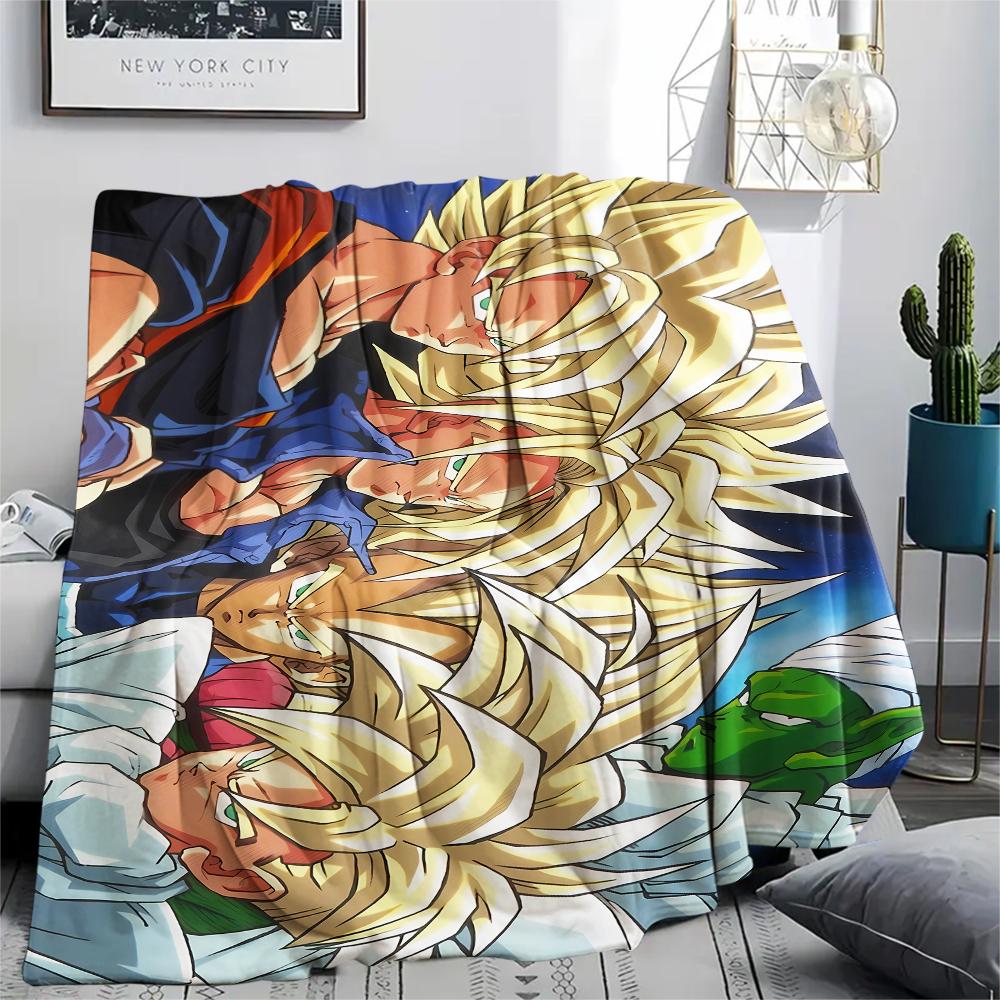 Dragon Ball Charaktere Druck Flanelldecke, Hohe Qualität, Bequem für Alle Jahreszeiten, Heimdekoration, Wärme und Komfort, Perfekt für Weihnachtsgeschenke