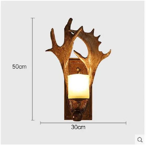 American Retro Deer Horn LED Wall Lamp Living Room Restaurant Bedroom Study Light Creative Coffee Shop Homestay Decor Lighting
