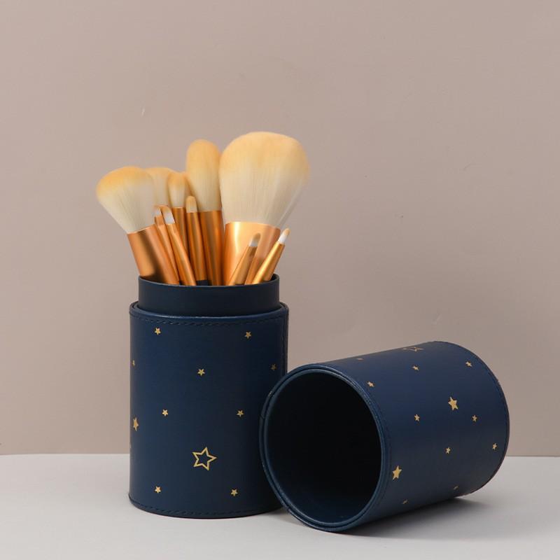 12-Piece Professional Makeup Brush Set With Storage Cup Synthetic Bristles Acrylic Handle Eyes Face Powder Highlight