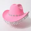 European and American Women's Western Cowboy Top Hat Simple Rhinestone Ringing Bell Fringed Design Jazz Hat Wedding Ball