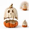 Ciotola per Caramelle Zucca di Halloween Portacandele in Resina Decorazione per Feste per Tavolo Patio Interno Esterno