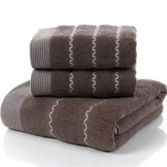 Set Of 3 Cotton Bathroom Towels Sets 2Pcs Hand Face Towel 35X75Cm And 1Pcs Big Bath Towels 70X140Cm Washcloths Gift Towels