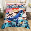 Japanese Wave Duvet Cover Set Sea Storm In Japan Traditional Drawing Foamy WavesBedding Set Full SizeEarth Yellow Dark Blue