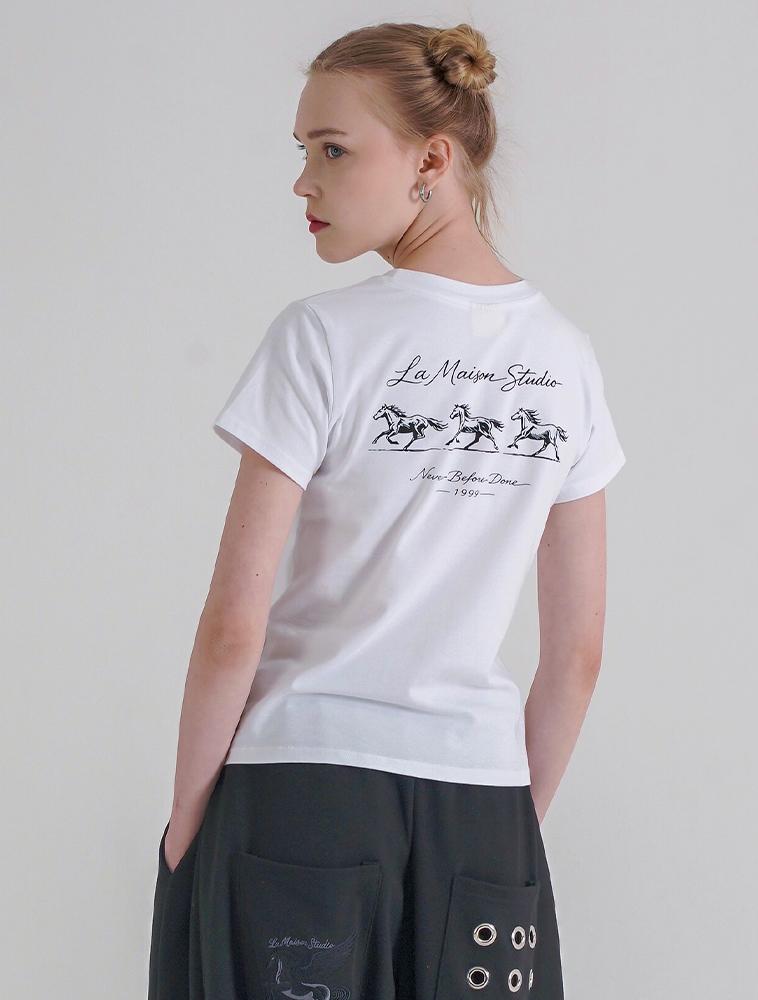 LA MAISON STUDIO Mustang Slim Fit Short Sleeve T-Shirt White/Black (Fcg2Ts770W)