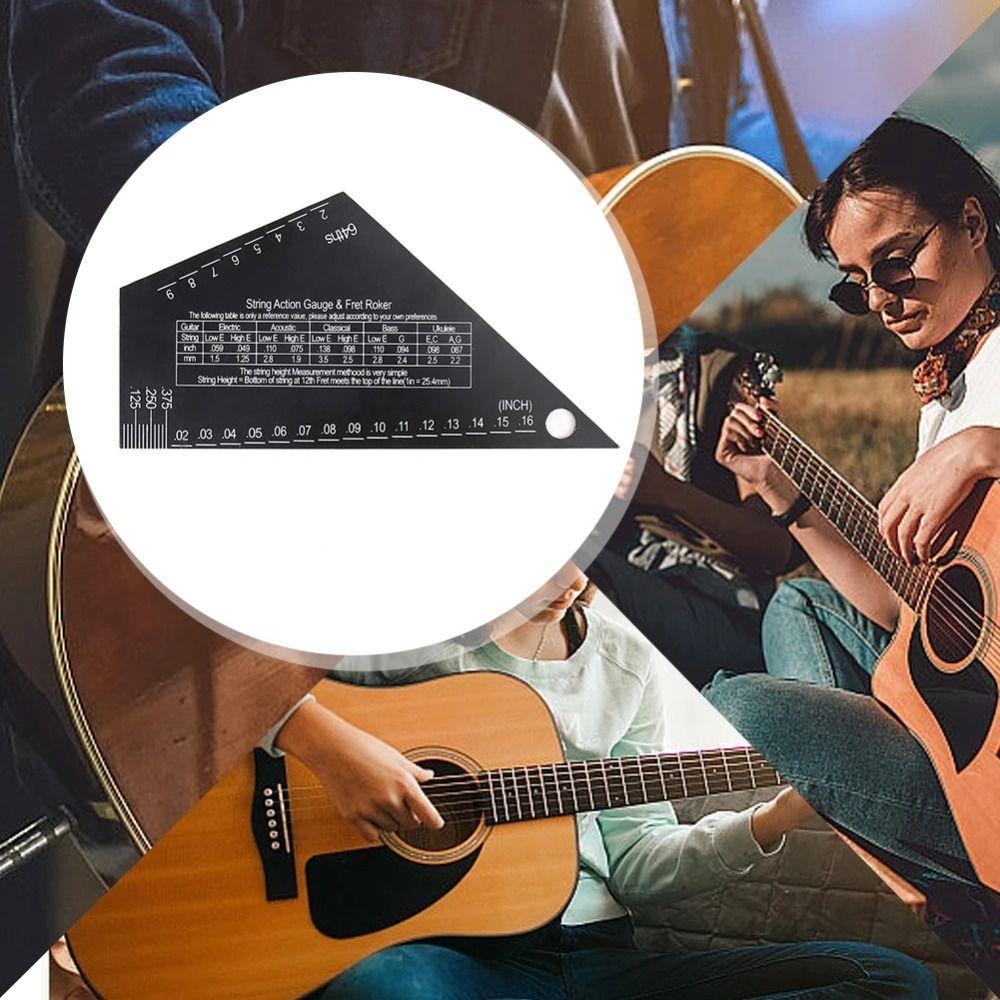 

Precise Etched Guitar String Height Ruler Fret Rocker Leveling Guide Electric Guitar срібний