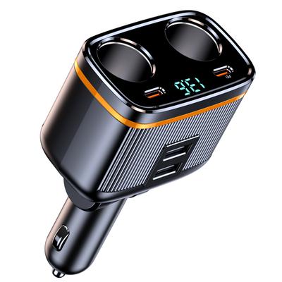 Rozdzielacz Gniazda Samochodowego 6 w 1 145W Ładowarka Samochodowa USB C 4 Porty PD30W Adapter Ładowarki Samochodowej Wyświetlacz Napięcia dla Wszystkich Urządzeń Samochodowych
