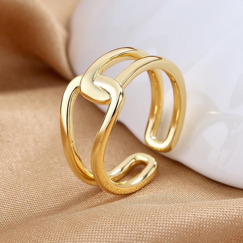 925 Sterling Silver HipHop Ring Open Adjustable Silver/Gold for Women Exquisite Student Girlfriend Jewelry Wedding Party GiftG