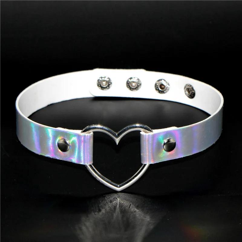 Vintage Fashion Sexy Heart Charm Gothic Collar Necklace Gothic Heart Lock Harajuku Women Gift Black Leather Punk Choker Necklace 40cm resizable