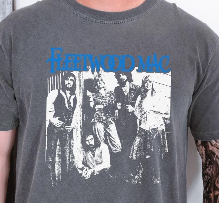 

Fleetwood Mac T-Shirt 70s Rock Band on Vintage Black Comfort Colors 1717 Tee S