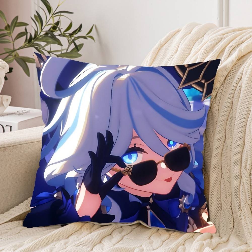Cute F-Furina G-Genshin Impact Pillow Case Cushion Cover Soft Cute Throw Pillow Case For Car Sofa Pillowcase Polyester