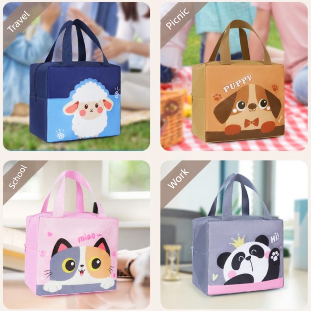 Oxford Cloth Cartoon Lunch Bag Aluminum Foil Lining Large Capacity Thickened Thermal Insulation Bag Cartoon Pattern